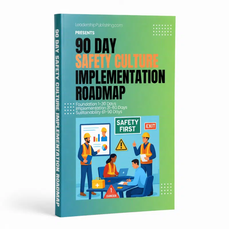 90 Day Safety Culture Implementation Roadmap breaks down the journey into manageable steps across: Foundation, Implementation, and Sustainability.
